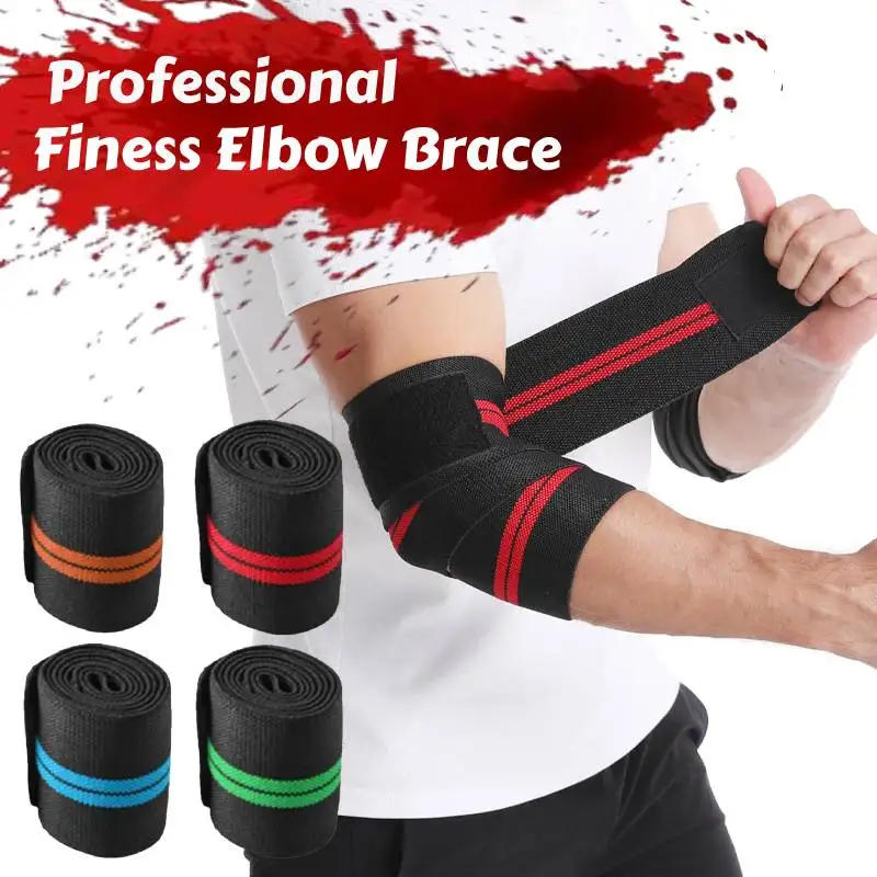 Description Picture 2 of item1PC 100cm Long Wrap Elbow Strap Bandage Weight Lifting Breathable Elbow Support Strap for Weightlifting Bench Press
