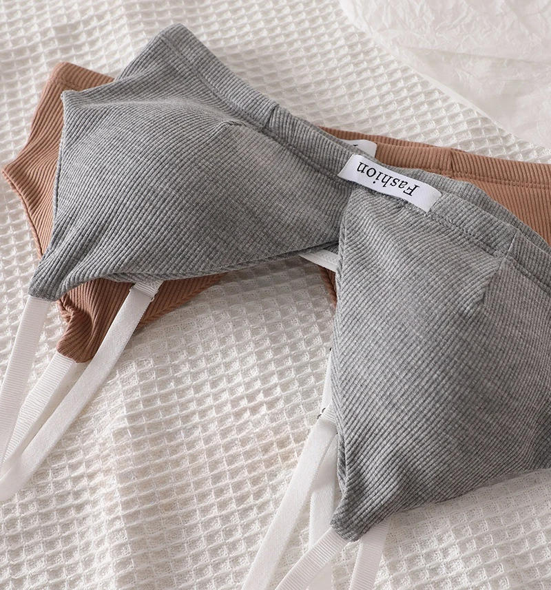 Description Picture 5 of itemSoft Cotton Underwear Sets Sexy Comfortable Bras Low Waist Panties V-neck Brassiere No Steel String Underwear Brief Sets