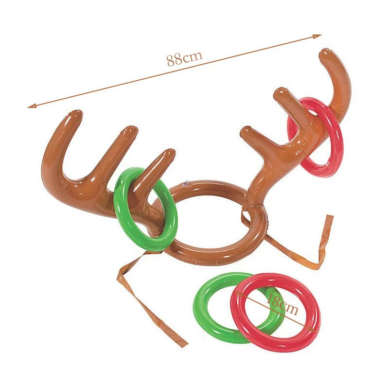 Description Picture 6 of itemDIY Xmas Kids Gift Christmas Game Inflatable Funny Reindeer Antler Hat Ring Toss Navidad Natal New Year Outdoor Inflated Toys