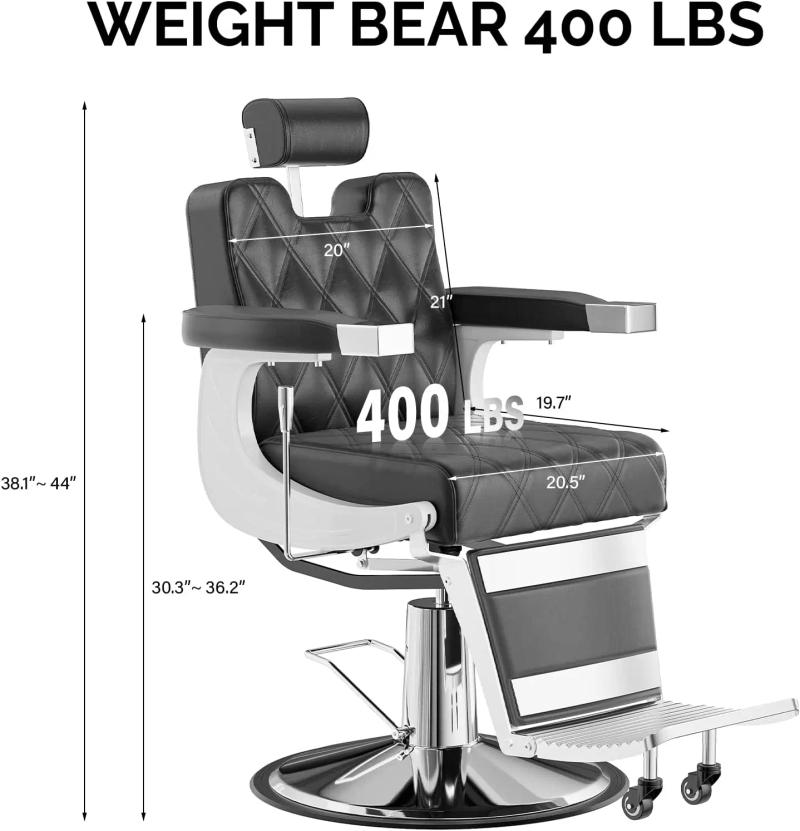 Description Picture 4 of itemVintage Barber Chair Heavy Duty Professional Salon Chair for Hair Stylist Reclining All Purpose Chair Hydraulic Barbershop