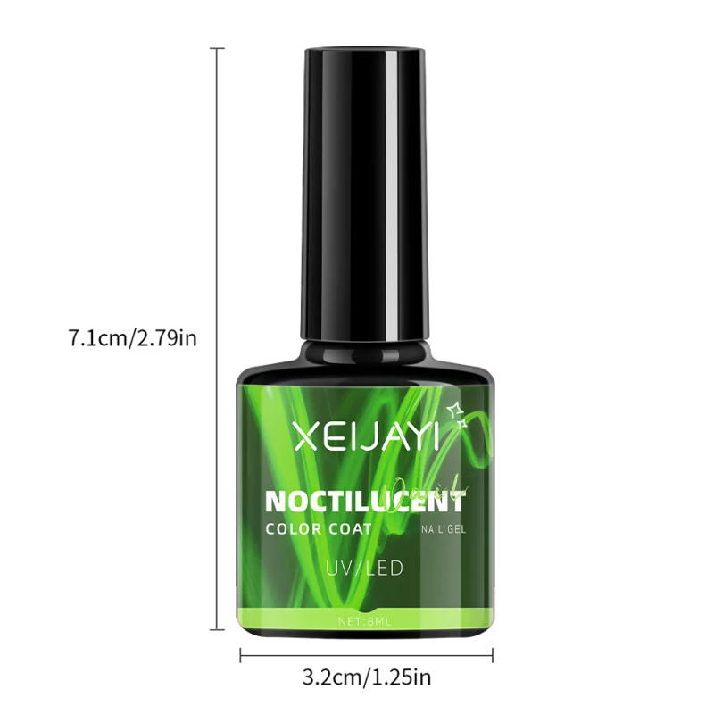 Description Picture 5 of item8ml Luminous Top Coat Fluorescent Glow In Dark Gel Nail Polish Semi Permanent Soak Off UV LED Gel Varnish Nail Art