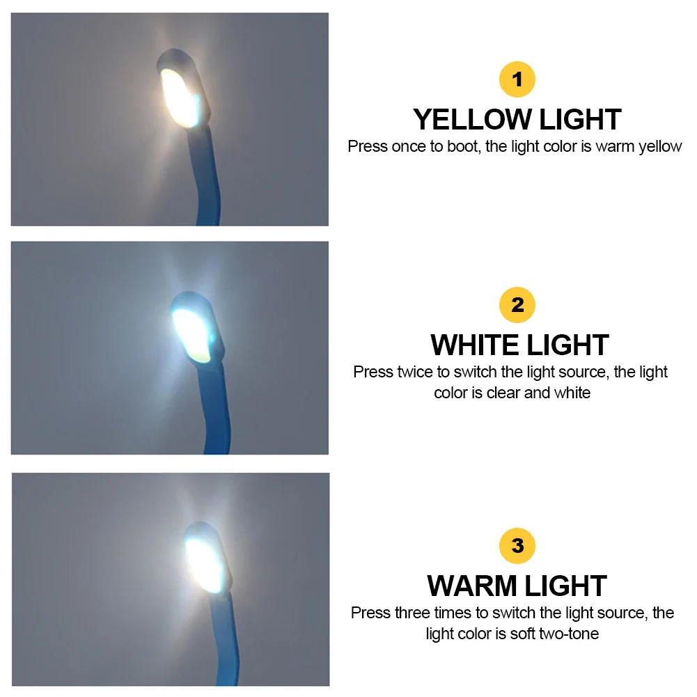 Description Picture 5 of itemMini LED Book Night 3 Brightness Adjustable USB Rechargeable Clip-On Study Reading Lamp for Travel Bedroom Dormitory Reading