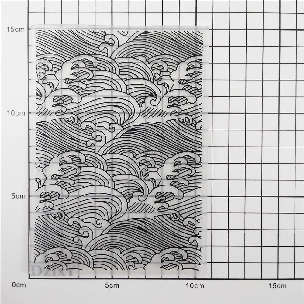 Description Picture 4 of item2023 NEW Waves Background Embossing Folders for Scrapbooking Paper Album Cards Making Supplies 3D Plastic Stencils Crafts