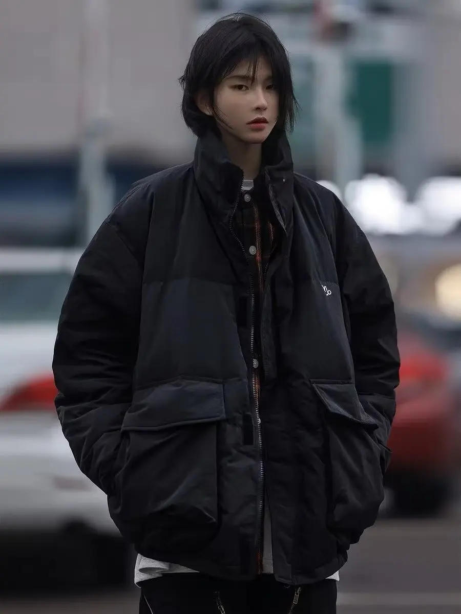 Description Picture 6 of itemWinter Thicken Jacket Men Women Retro Korean Style Stand Collar Padded Parkas High Street Casual Vintage Loose Pocket Coat New