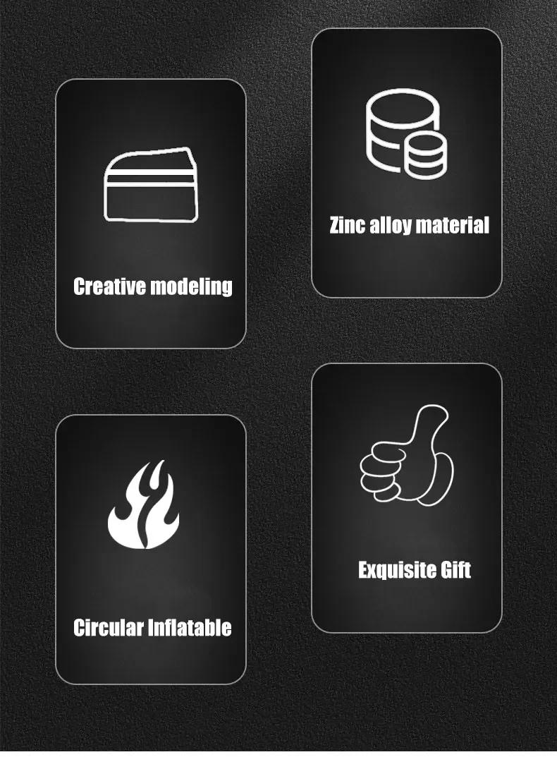 Description Picture 3 of itemJOBON Red Flame Inflatable Lighter Push to Light Zinc Alloy Material Adjustable Flame Size Exquisite Shape