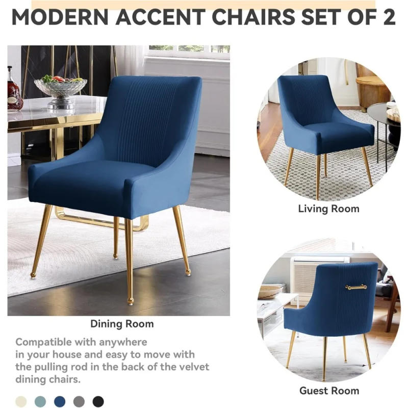 Description Picture 5 of itemDining Chairs,Living Room Chairs, Velvet Upholstered Dining Room Chairs Gold Legs,Tufted Accent Chair Set of 6 Reception Room
