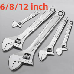 Adjustable Wrench Large Openin long Handle Universal Spanner Carbon Steel Mechanical Workshop Hand Repair Tools Wrench Tools