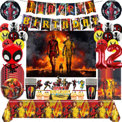 Deadpool And Wolverine Birthday Party Decoration Disposable plates and cups Supply Cups Birthday Supplies Backdrop balloons