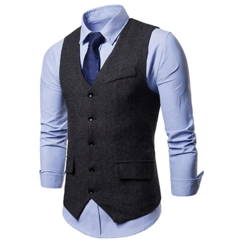 Description Picture 2 of item2020 New Arrival Dress Vests For Men Slim Fits Mens Suit Vest Male Waistcoat Homme Casual Sleeveless Formal Business Jacket