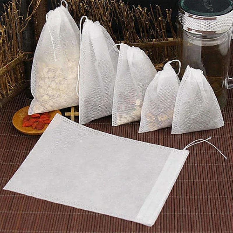 Description Picture 4 of item100/50Pcs Disposable Teabags Non-woven Empty Filter Bag For Spice Tea Infuser With Drawstring Spice Filters Teabags Kitchen Tool