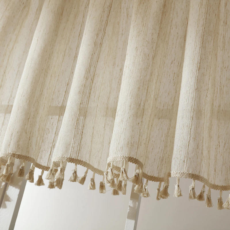 Description Picture 3 of item1pc White Line Fabric Curtain Valance for Living Room,Rod Pocket,Classic Stripe Short Curtain for Window,Door and Cabinet Decor