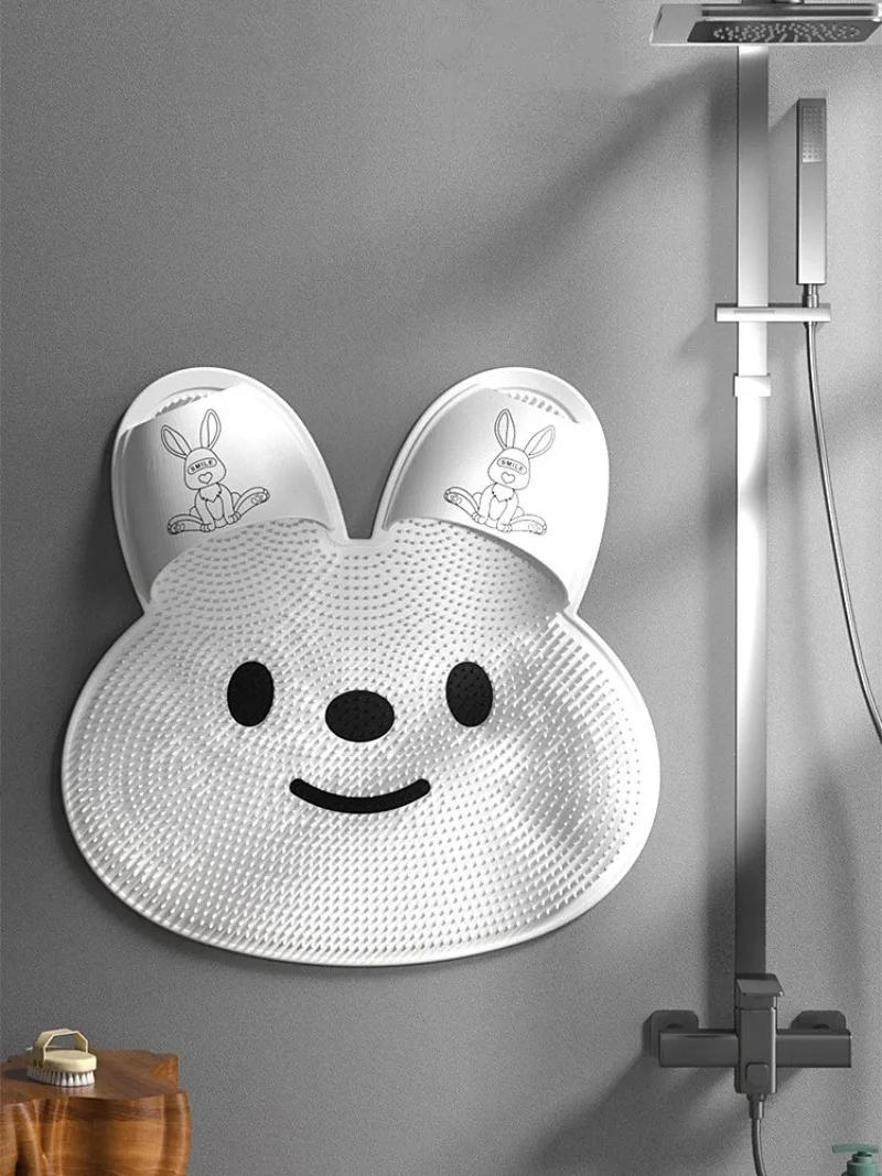 Description Picture 2 of itemRabbit Silicone Foot Scrubbing Mat Exfoliating Shower Massage Brush Back Massager Foot Scrubber Bathroom Non-slip Bath Mat Tools