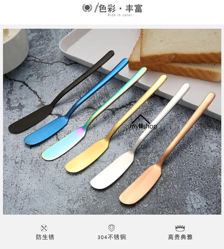 Description Picture 4 of item1pcs Butter Knife Cheese Cutter Stainless Steel Cheese Dessert Knife Cream Wipe Cream Bread Jam Tools Kitchen Gadget Knives