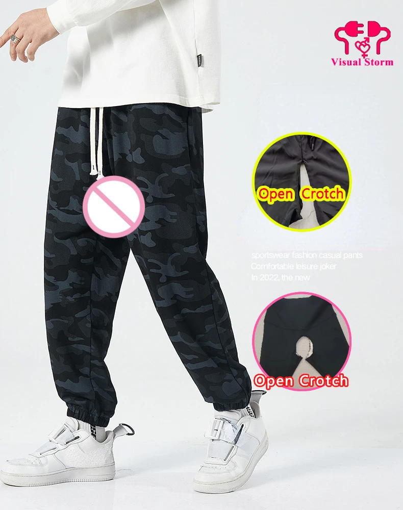 Description Picture 2 of itemMan Winter Open Crotch Pants with Invisable Zippers Loose Open Hole Crotchless Trousers for Outdoor Sex Costume Sexy Panties