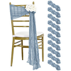 10 PCS 40x275cm Gauze Cheesecloth Chair Sashes Chair Bow Designed Decorative Chair Cover for Wedding Reception Party