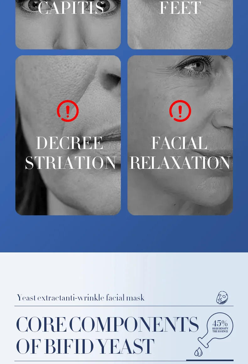 Description Picture 4 of item12 Pieces BIOAOUA Bifid Yeast Anti-wrinkle Facial Mask Hydrating Moisturizing Rejuvenation Mask Anti Age Skin Care Wholesale