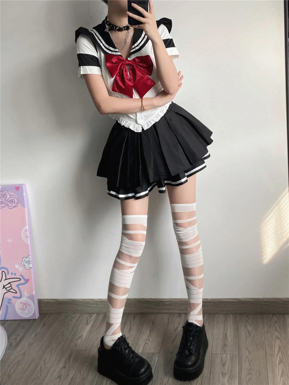 Description Picture 3 of itemJK Lolita Women Stockings Ultra-thin Transparent Crystal Silk Socks Thigh High Stockings Y2k Girls Thigh High Socks Stockings