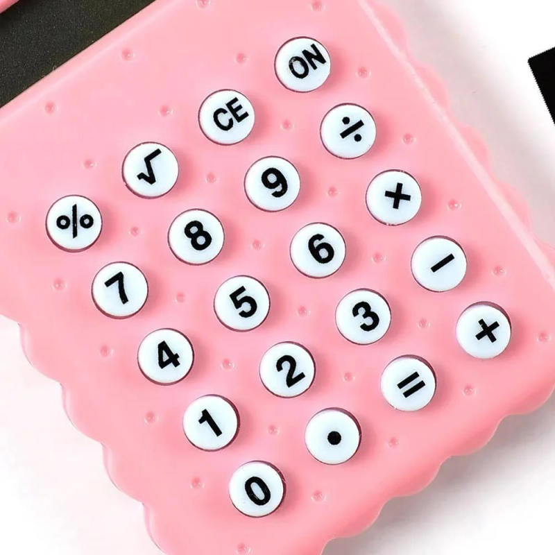 Description Picture 6 of itemMini Digit Calculator Portable Kawaii Pocket Square Cute Biscuit Shape Display Candy Color Cartoon Creative Office Supplies