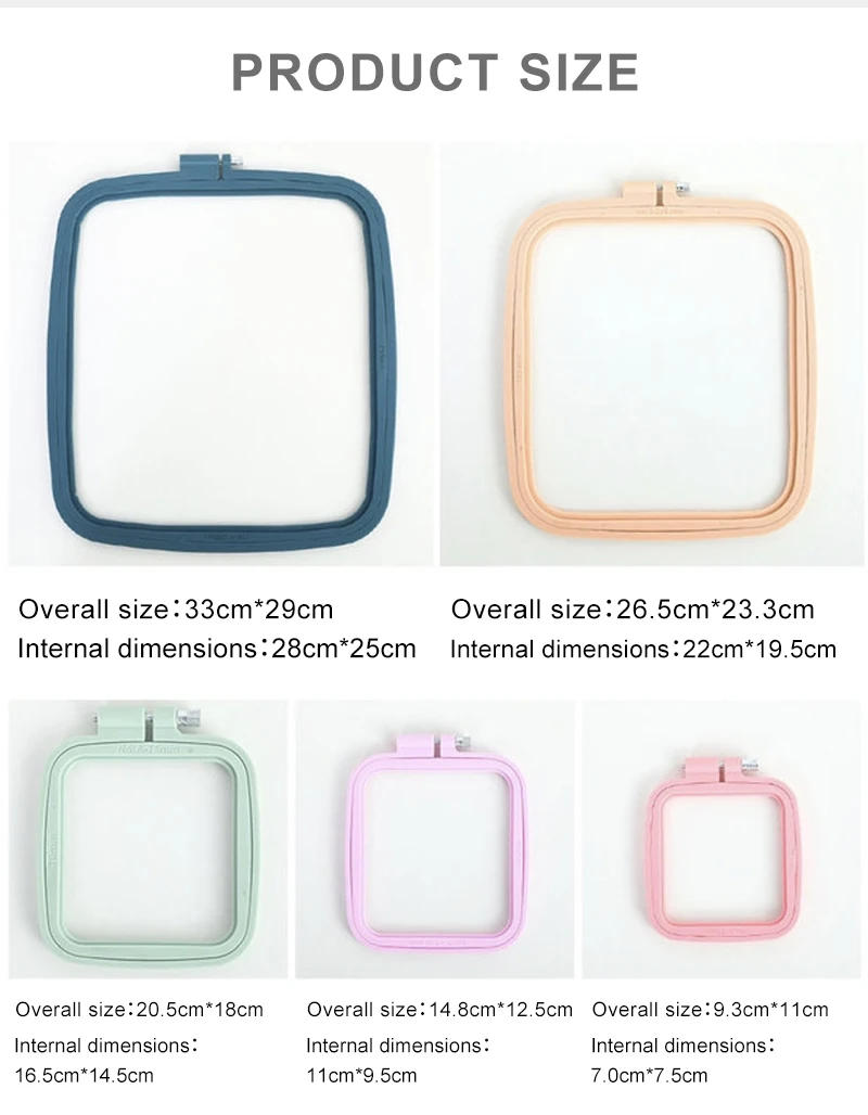 Description Picture 4 of item1PC Embroidery Hoops 7-25cm Square Cross Stitch Rack Plastic Embroidery Hoop Frame Rings for DIY Cross Stitch Sewing Craft Tools