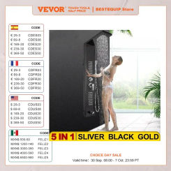 VEVOR  LED Light Shower Panel System Waterfall Rain Shower Faucet SPA Massage Jets Tub Shower With Bidet Bath Taps For Bathroom
