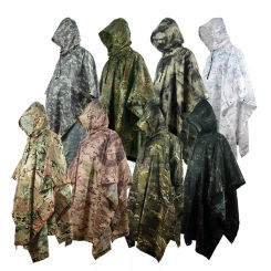 Outdoor Military Poncho 210T+PU Army War Tactical Raincoat Hunting Ghillie Suit Birdwatching Umbrella Rain Gear Home accessories
