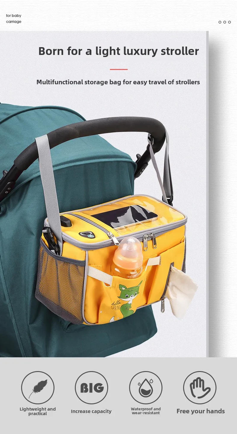 Description Picture 2 of itemMultifunctional Baby Stroller Mother Bag USB Charging Port Design Large Capacity Mother and Baby Bag for Easy Carrying