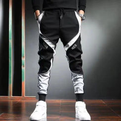 Classic Streetwear Hip Hop Joggers Men Letter Ribbons Cargo Pants Pockets Track Tactical Casual Male Trousers Sweatpant K181