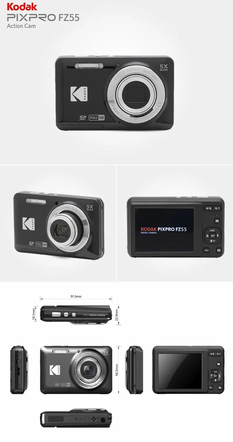 Description Picture 5 of itemKODAK PIXPRO FZ55-RD 16MP Digital Camera 5X Optical Zoom 28mm Wide Angle 1080P Full HD Video 2.7" LCD Vlogging Camera