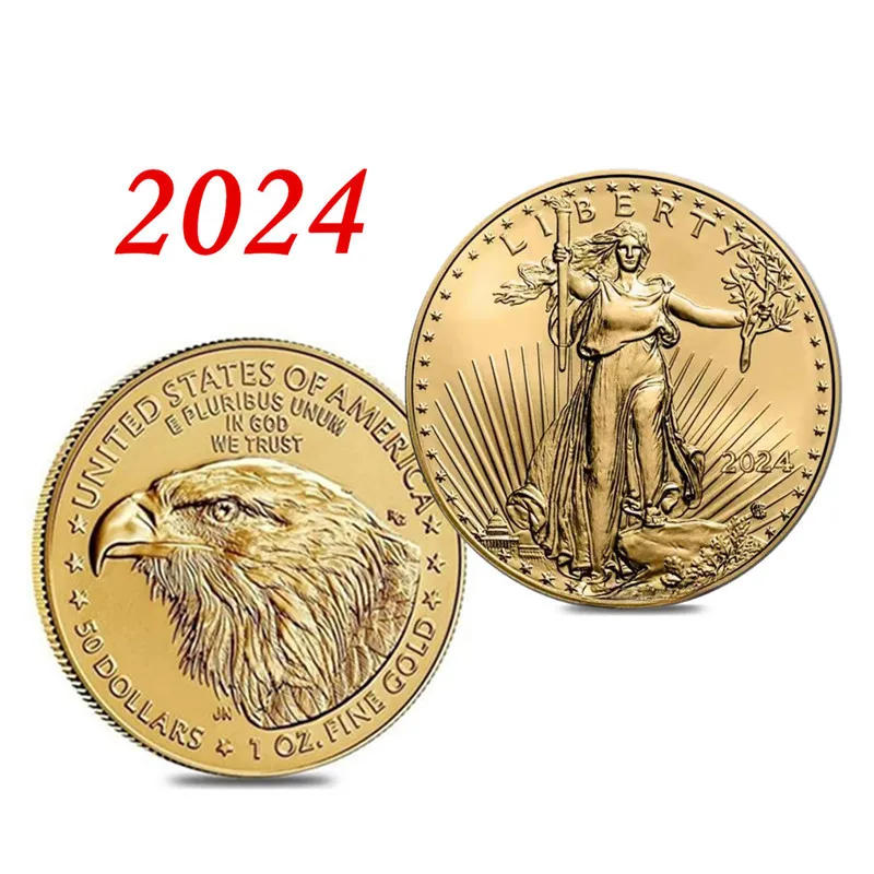 Description Picture 5 of item2024 New Limited Edition Non-currency Coin Commemorative Liberty Goddess 24K Gold Plated American Eagle Head Coin Badge of Honor