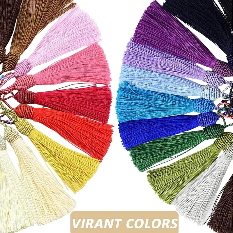 Description Picture 3 of item2/5/10/20Pcs 15cm Silky Floss Bookmark Tassels with Cord Loop Soft Chinese Knot Tassel for Jewelry Making DIY Craft Accessory