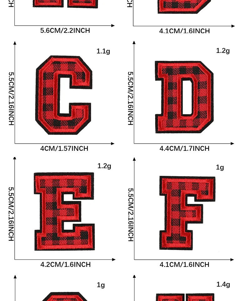 Description Picture 3 of item1PC Red Letters Embroidery Patches Applique Diy Alphabet Iron on Patches For Clothing Logo Name Patches on Clothes Mark