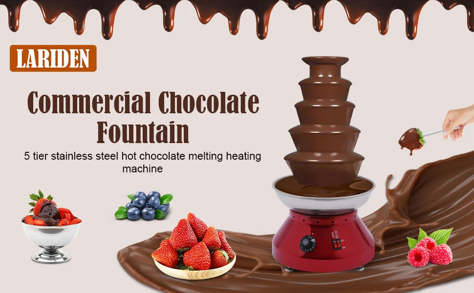 Description Picture 2 of itemChocolate Fountain, 5 Tier Hot Chocolate Fondue Tower, 7 Ibs Large Capacity Stainless Steel Chocolate Melting Heating Machine fo
