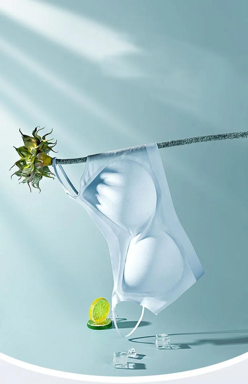 Description Picture 6 of itemUltra-thin Ice Silk Padded Bra Seamless Underwear Women's Thin Section Sling Beautiful Back Vest Tops Big Chest Small Sleep Bra