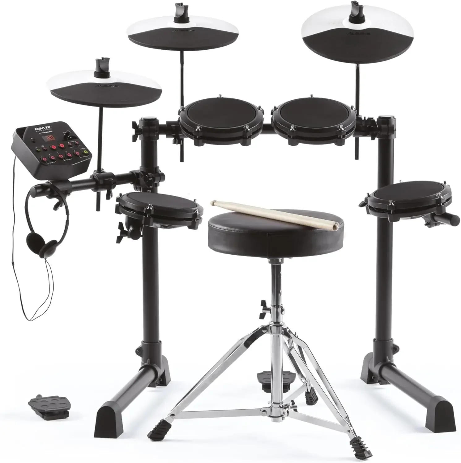 Description Picture 2 of itemDrums Debut Kit – Kids  Set With 4 Quiet Mesh Electric Pads, 120 Sounds,  Stool,  Sticks