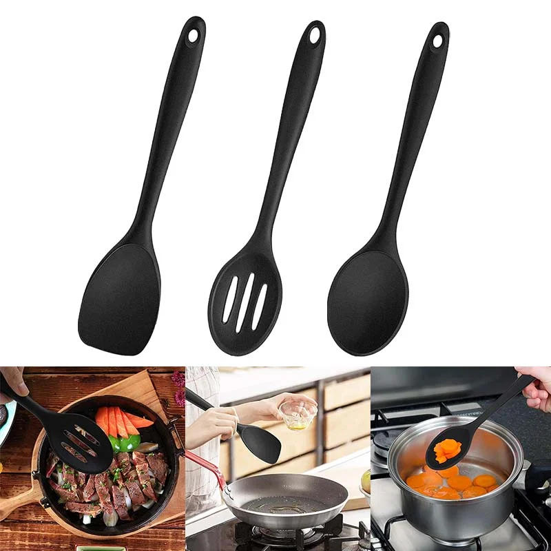 Description Picture 4 of itemFood Grade Silicone Cooking Spoon Pan Scoop Heat-Resistant Flexible Nonstick for Cooking Baking Mixing Kitchen Cookware Utensils