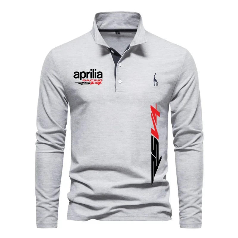 Description Picture 6 of item2023 Men's POLO shirt golf shirt Aprilia RSV4 print High-end men's lapel T-shirt for men Color matching long-sleeved men's shirt