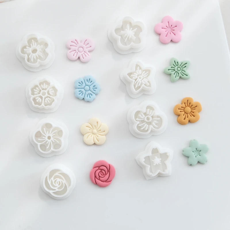Description Picture 3 of itemFlower Core Flower Polymer Clay Cutters Sakura Rose Soft Pottery Mold for DIY Earring Pendant Making Jewelry Hand Tools