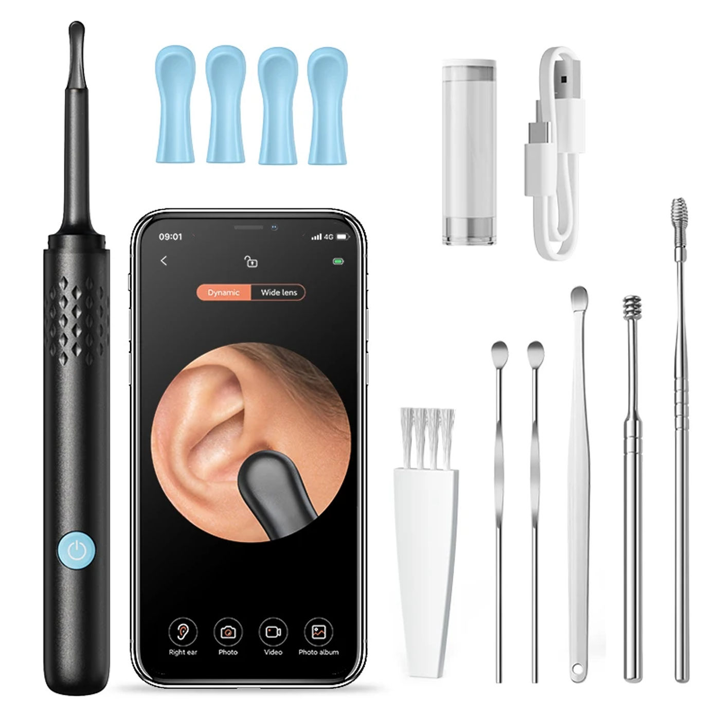 Description Picture 2 of itemEar Cleaner with Camera Set HD Ear Sticks Otoscope USB Charging Endoscope Wax Removal Tool Earpick Ear Cleaning Set Health Care