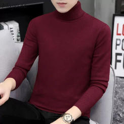 Knitted Pullovers Men Thicken Simple Mock Neck Korean Fashion All-match Basic Slim Warm Y2k Sweaters Streetwear Harajuku Chic