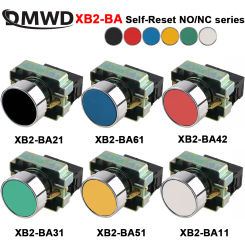 1pc Momentary flat push button switch Self-Resetting 22mm Blue Red Green Black White XB2-BA11 BA21 BA51 BA61 BA61 BA42 1NO/1NC