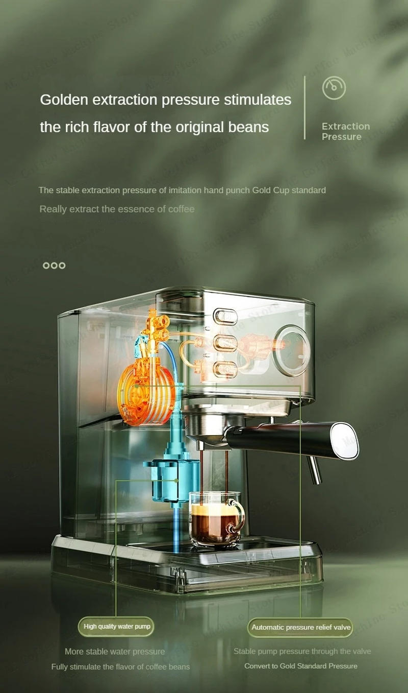 Description Picture 4 of itemHome Espresso Machine for Beginners Semi-automatic Espresso Machine Small Extraction Coffee Machine Steam Milk Frother Latté