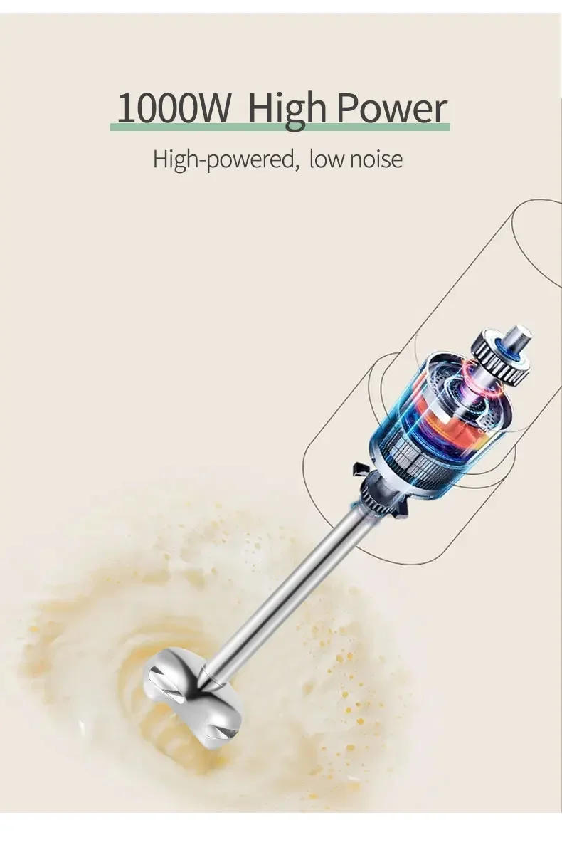 Description Picture 6 of itemImmersion Blender Handheld  4 in 1, 1000W 5 Speed Electric Steel Mixer Stick Kitchen Gadget for Baby Food, Soup, Meat Mincing