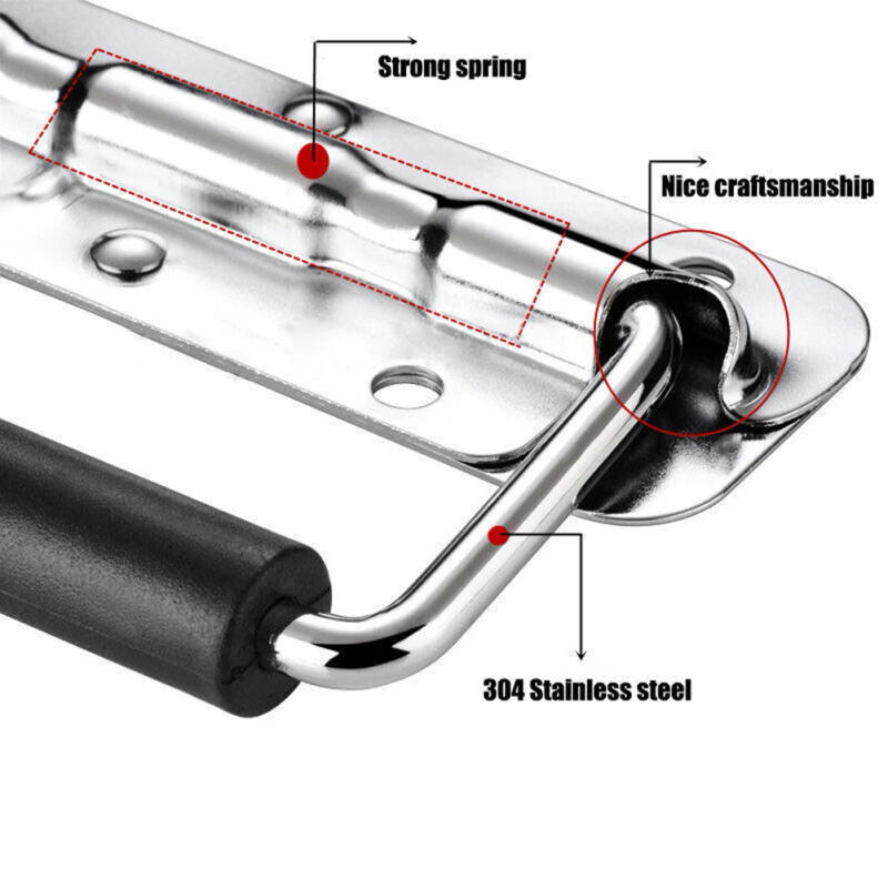 Description Picture 3 of itemFolding Spring Handle Prop Box Pull Handle Heavy Duty Carry Speaker Case Box Handle 304 Stainless Steel Cabinet Drawer Knobs