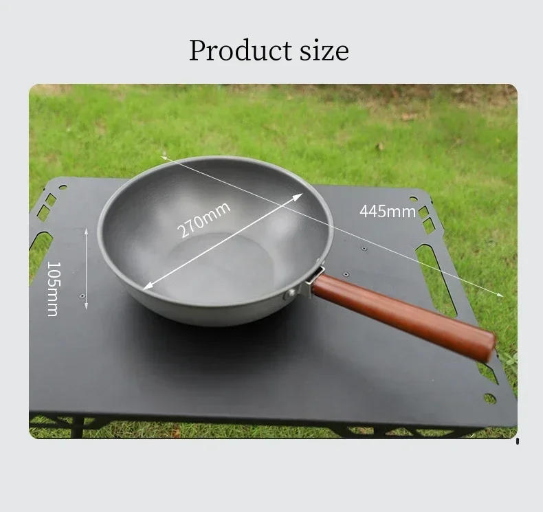 Description Picture 6 of itemPortable Outdoor Frying Pan With Handle Storage Bag For Camping Hiking Picnic Cookware Wok Lightweight Non-stick Frying Pan