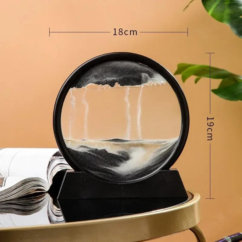 Description Picture 6 of item3D Hourglass Quicksand Moving Sand Art Picture Round Glass Deep Sea Sandscape Craft Flowing Painting Office Home Decor Gift