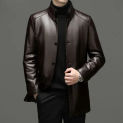 Genuine Leather Jacket for Men 2023 Autumn Winter Down Coat Man Standing Collar Warm Jackets Single-breasted Jaqueta