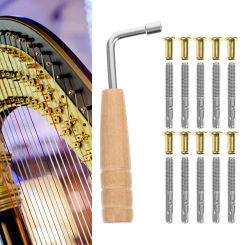 10PCS Metal Needle Nails Pin / 1PC Tuning Wrench For Lyre Harp Small Harp Lyre Pegs Nails Musical Stringed Instrument Accessory