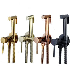 Wall Mounted Brushed Gold Toilet Bidet Sprayer Set Brass Hot and Cold Black Shattaf Bathroom Sprayer Shower Bidet Gold