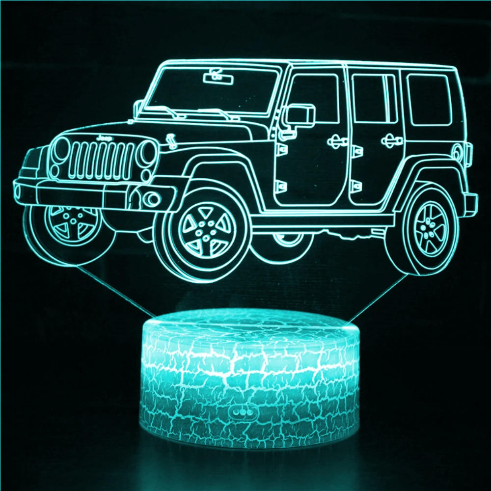 Description Picture 4 of item3D Illusion Lamp Off-road Vehicle Car 3D Night Light 7 Colors Changing Bedroom Decor Christmas Birthday Gifts for Boys Kids Baby