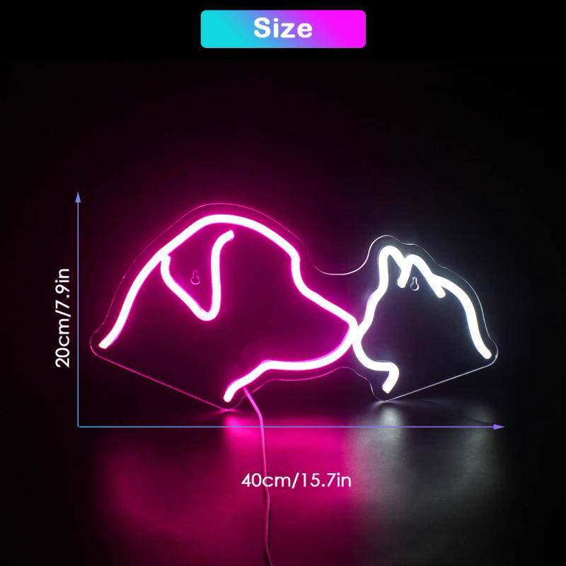 Description Picture 6 of itemCat and Dog Neon Sign Dimmable Room Decoration USB Animal Neon Light for Kids Bedroom Pet Shop Dog Club Party Game Room Decor